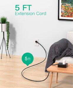 Power Strip Surge Protector - Flat Plug, Wall Mount, 8 Wide Outlets with 4 USB Ports (1 USB C), 5FT Heavy Duty Extension Cord with Multiple Outlets, Charging Station Overload Protection for Home Dorm 5 FT Black 29 71Lyo3Rb9SL