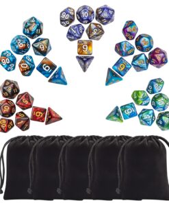 CiaraQ Polyhedral Dice Set (35 Pieces) with Black Pouches, 5 Complete Double-Colors Dice Sets of D4 D6 D8 D10 D% D12 D20 Compatible with Dungeons and Dragons DND RPG MTG Table Games 35pcs 34 71LypZDgDmL