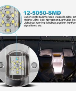 Partsam 2 Pcs 3" Inch Round Navigation Light Polished Boat Marine LED Transom Mount Stern Lights 12LED IP68 Submersible, 316 Stainless Steel, Round LED Marine Pontoon Boat Underwater Stern Lights 12 71LysdT5 7L