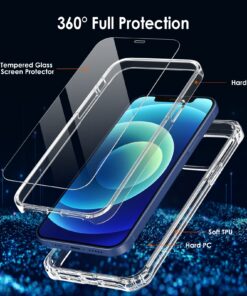 Alternative view of JETech Case for iPhone 12/12 Pro 6.1-Inch with 2-Pack Tempered Glass Screen Protector, 360 Full Body Shockproof Bumper Phone Cover Protective Clear Back (Clear)