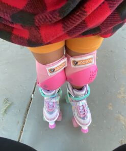 SULIFEEL Rainbow Unicorn 4 Size Adjustable Light up Roller Skates for Girls Boys for Kids A Rainbow Medium - Big Kid 37 71LzHnlMzgL