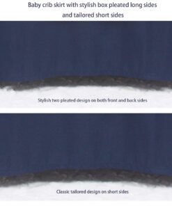 CaSaJa Classic Microfiber Crib Skirt with 2 Sides Pleated, Soft Breathable Dust Ruffle Fits Standard Crib and Toddler Bed, Navy Blue Color for Boys, 14 inches Drop, Navy 14 71M fmnbabL