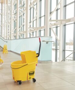 Rubbermaid Commercial Products WaveBrake 35 Qt. Side-Press Mop Bucket and Wringer Combo on Wheels, Yellow, for Professional/Industrial/Business Heavy-Duty Floor Cleaning/Mopping 51 71M0BY2K7CL