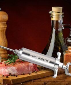 Grill Beast - 304 Stainless Steel Meat Injector Kit with 2-oz Large Capacity Barrel and 3 Professional Marinade Needles Beast Injector 24 71M0imFlAL