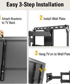 Mounting Dream TV Wall Mount for 32-65 Inch TV, TV Mount with Swivel and Tilt, Full Motion TV Bracket with Articulating Dual Arms, Fits 16inch Studs, Max VESA 400X400 mm, 99lbs, MD2380 28 71M1HivHIzL