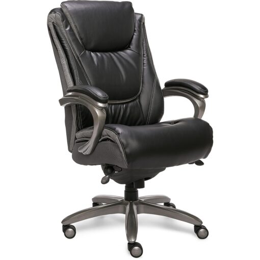 Serta Big and Tall Smart Executive Office ComfortCoils, Ergonomic Computer Chair with Layered Body Pillows, Big & Tall, Adjustable Height, Faux Leather, Black and Gray