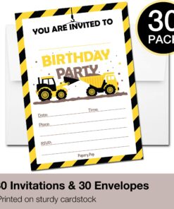 Alternative view of 30 Construction Dump Trucks Birthday Invitations with Envelopes (30 Pack) - Kids Birthday Party Invitations for Boys