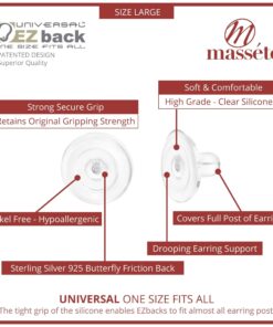 Universal EZback Earring Backs Soft Clear Silicone and Sterling Silver Large 1 Pair Large - 1 Pair 8 71M2pZjt1ZL