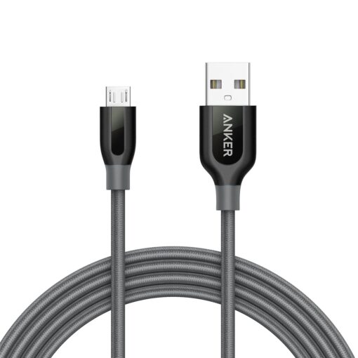 Anker Powerline+ Micro USB (6ft) The Premium Durable Cable [Double Braided Nylon] for Samsung, Nexus, LG, Motorola, Android Smartphones and More (Gray) 6 feet Gray