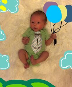 Original Stick'Nsnap (TM) Baby Monthly Onesie Stickers - Milestones for Multiple Events (Tie - Blue/Turquoise/Gray) Tie Tie - Blue/Turquoise/Gray 13 71M3mxDP6yL