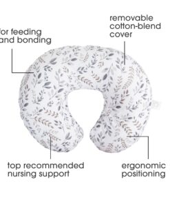 Boppy Nursing Pillow Original Support, Gray Taupe Leaves, Ergonomic Nursing Essentials for Bottle and Breastfeeding, Firm Fiber Fill, with Removable Nursing Pillow Cover, Machine Washable 18 71M5GNC13YL