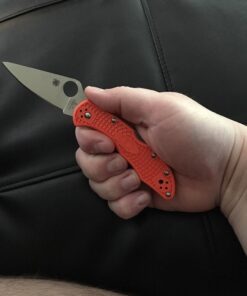 Spyderco Delica 4 Lightweight 7.15" Signature Folding Knife with 2.90" Flat-Ground Steel Blade and High-Strength FRN Handle - PlainEdge Grind Delica 4 Lightweight Flat Ground Orange 24 71M5dRb3u1L
