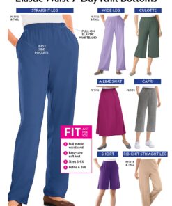 Woman Within Plus Size 7-Day Knit Straight Leg Pant | Stretch Elastic Waist | Petite & Tall 4X-Large Plus Petite Navy 10 71M6WXcdhvL