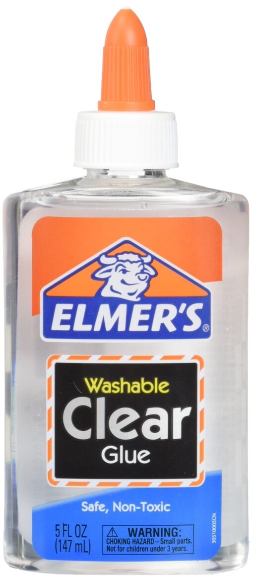 Elmer's E305 Washable School Glue, 5 oz Bottle, 2 Pack, Clear 5 oz Per Bottle Clear,White