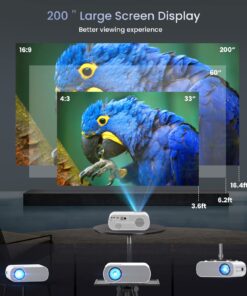 HOMPOW Projector, Native 1080P Full HD Bluetooth Projector with Speaker, 9500 Lumens Outdoor Portable Movie Mini Projector Compatible with Laptop, Smartphone, TV Stick, Xbox, PS5 white 27 71M70p98zwL