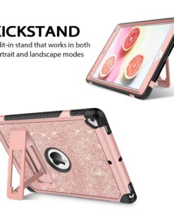 Alternative view of for iPad 9.7 Case 2017/2018, iPad Air 2 Case, iPad 6th/5th Generation Case with Kickstand, DUEDUE Glitter Bling 3 in 1 Heavy Duty Hard PC Cover Shockproof Full Protective Case for iPad Pro 9.7, Pink 10402-Pink