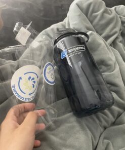 Nalgene Sustain Tritan BPA-Free Water Bottle Made with Material Derived from 50% Plastic Waste, 32 OZ, Wide Mouth Gray w/ Black Lid 17 71M8h4TUmML