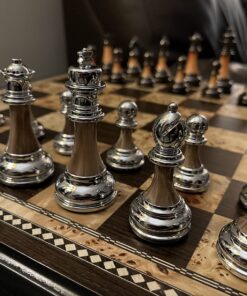 Adrienne Chess Inlaid Burl Wood Board Game with Weighted Wooden Pieces, Extra Large 19 x 19 Inch Set 10 71M91v WABL