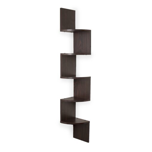 Danya B Decorative Floating Shelf Units, Rustic Shelf Organizer for Home Furnishings, 5 Tier Corner Shelf, Great for Living Room, Kitchen, Office, and More (Walnut) Walnut