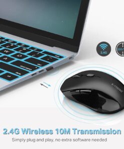 E-YOOSO Wireless Mouse, USB Cordless Computer Mouse, 18 Months Battery Life, 6 Button Wireless Mouse, 5 Adjustable DPI, 2.4G Portable Wireless Optical Mice for Windows, Mac, Linux, Chromebook(Black) Black 10 71M9Hn9ONKL