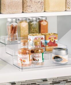 iDesign Linus Plastic Stadium Spice Racks, BPA-Free 3-Tiered Organizer for Kitchen, Pantry, Bathroom, Vanity, Office, Craft Room Storage Organization, 10.25" x 9.25" x 4", Clear Large - Set of 1 10.25" x 9.25" x 4" 23 71MAKNdzXkL