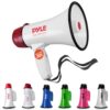 Pyle Megaphone Speaker PA Bullhorn - 20 Watts & Adjustable Vol Control w/ Built-in Siren & 800 Yard Range for Football, Baseball, Hockey, Cheerleading Fans & Coaches or for Safety Drills - PMP20,White 60 71MAVItVuOL