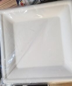 Susty Party 8-Inch Compostable Square Plates (50 Plates), Sugarcane Heavy Duty Disposable Biodegradable Plate, White 23 71MAcyxg7UL