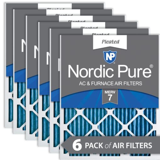 Nordic Pure 16x24x1 MERV 7 Pleated AC Furnace Air Filters 6 Pack 6 Count (Pack of 1)