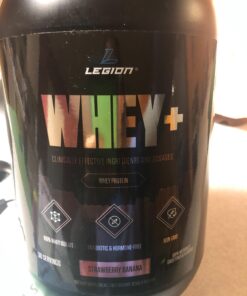 LEGION Whey+ Strawberry Banana Whey Isolate Protein Powder from Grass Fed Cows, Low Carb, Low Calorie, Non-GMO, Lactose Free, Gluten Free, Sugar Free, All Natural Whey (30 Serving Strawberry Banana) 30 Servings (Pack of 1) 16 71MBZlTNDbL