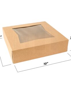 Alternative view of MT Products Kraft Pie Boxes with Window - Size of 10" X 10" X 2.5" - (15 Pieces) Easy Auto Pop-Up Bakery Boxes - Perfect for Donuts, Muffins, and, Cookies - Made in the USA