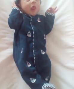 Little Me baby-boys Footie and Hat Newborn Blue and White 13 71MCNzKTmL