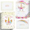 T-Antrix 24 Pcs Unicorn Invitations with 24 Envelopes, Double Sided Rainbow Glitter Unicorn Birthday Party Invitation Cards for Kids Birthday Baby Shower Unicorn Party Supplies 14 71MChH7424L