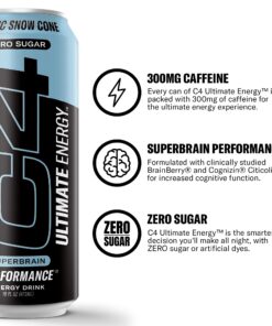 C4 Ultimate Sugar Free Energy Drink 16oz (Pack of 12) | Arctic Snow Cone | Pre Workout Performance Drink with No Artificial Colors or Dyes 16 Fl Oz (Pack of 12) 13 71MDt6UcVoL