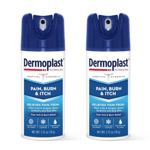 Dermoplast Pain, Burn & Itch Spray, Pain Relief Spray for Minor Cuts, Burns and Bug Bites, 2.75 oz (Pack of 2) Packaging may vary Original