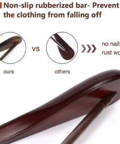 JS HANGER Wooden Suit Hangers, 6 Pack Extra-Wide Shoulder Wood Coat Hangers with Non Slip Pant Bar, Extra Smooth and Splinter Free Walnut Finish 21 71MGCQxUQQL