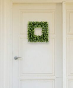 Home Boxwood Wreath-16.5-Inch Square UV Resistant Artificial Spring, Summer, Fall or Winter Outdoor/Indoor Wreaths for Front Door by Pure Garden, 16.5x3, Green 21 71MGPHyu68L
