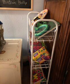 Household Essentials 05121 Slim Line 3-Tier Metal Storage Cart | Laundry Room Rolling Organizer | White 7" White - Basic 28 71MGlA8jqxL