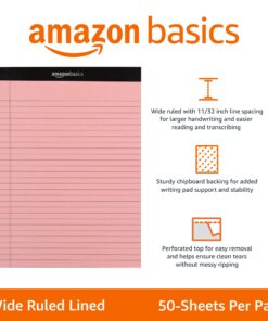 Alternative view of Amazon Basics Wide Ruled 8.5 x 11.75-Inch 50 Sheet Lined Writing Note Pad, Pack of 6, 300 Count, Multicolor 8.5-Inch by 11.75-Inch