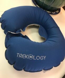 TREKOLOGY Inflatable Neck Pillow for Travel - Ultimate Comfort and Support for Airplanes, Cars, and More - Ergonomic Design for Restful Sleep and Neck Relief - Essential Travel Accessory Navy Blue 27 71MKJ9RAwPL