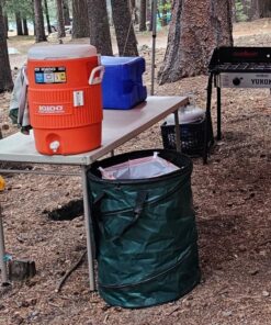 Coghlan's Deluxe Pop-Up Trash Can, Spring-loaded Collapsible Garbage Can for Camping, 24 x 19 inches, Heavy-Duty 600D Polyester, 29.5 Gallon, Green 16 71MLNgb8rfL