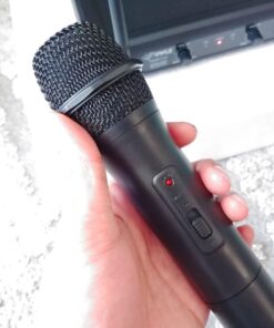 Pyle Channel Microphone System-VHF Fixed Dual Frequency Wireless Set with 2 Handheld Dynamic Transmitter Mics, Receiver Base-for PA, Karaoke, Dj Party (PDWM2135) , Black 39 71MLi6Hl8PL