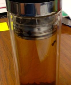 Sun's Tea 18oz Wide Mouth Ultra Clear Spill-proof Strong Double-wall 3-Piece Borrosilicate Glass Tumbler with Strainer and Lid (flat top lid) 31 71MM5pB23QL