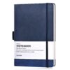 Thick Classic Notebook with Pen Loop - A5 College Ruled Hardcover Writing Notebook with Pocket + Page Dividers Gifts, Banded, Large, 180 Pages, 8.4 x 5.7 in blue 37 71MMJzRp8SL