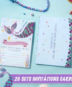 WERNNSAI Mermaid Party Invitations - 20 Set Magical Glitter Fill in Mermaid Invitations with Envelopes for Kids Girls Birthday Baby Shower Wedding Pool Mermaid Themed Party Supplies Mermaid-A 38 71MMvT4ifDL