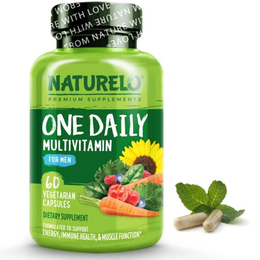 NATURELO One Daily Multivitamin for Men - with Vitamins & Minerals + Organic Whole Foods - Supplement to Boost Energy, General Health - Non-GMO - 60 Capsules - 2 Month Supply 60 Count (Pack of 1)