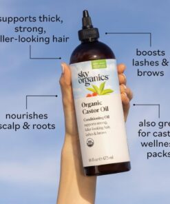 Sky Organics Organic Castor Oil (16 oz), USDA Certified Organic, 100% Pure, Cold Pressed, Hexane Free, Boost Hair Growth, Use with Castor Oil Pack, Includes Exclusive EBOOK Unscented 16 Fl Oz (Pack of 1) 20 71MO8m1NzbL