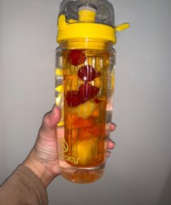 Hydracy Fruit Infuser Water Bottle - 32 oz Sports Bottle - Time Marker & Full Length Infusion Rod + 27 Fruit Infused Water Recipes eBook Gift - Your Healthy Hydration Made Easy Sunny Yellow 29 71MOCXRrK1L