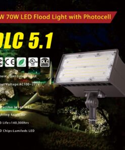 1000LED 70W LED Flood Light Photocell Sensor Outdoor Spot Light Supper Bright 150Lm/W 5000K AC120-277V Waterproof IP65 UL DLC Certificate for Commercial and Residential Area Watt 70W Flood Light 17 71MPRpbBPCL