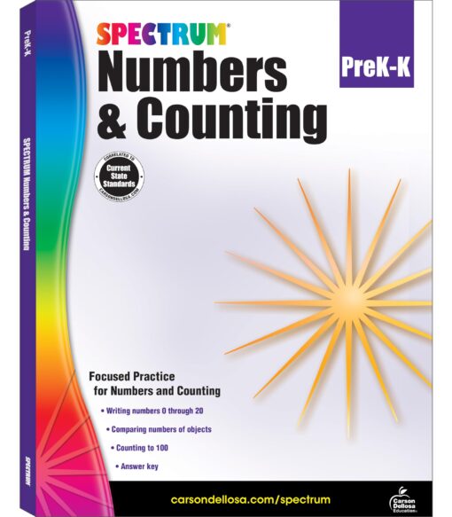 Spectrum Preschool Numbers and Counting Math Workbook, Ages 3 to 6, Preschool Math Numbers and Counting, Practice Writing Numbers 0-20, Comparing Numbers of Objects, and Counting to 100 - 96 Pages