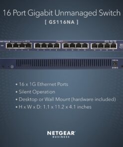 NETGEAR 16-Port Gigabit Ethernet Unmanaged Switch (GS116NA) - Desktop or Wall Mount, and Limited Lifetime Protection 16 port 11 71MQ6gnT4rS